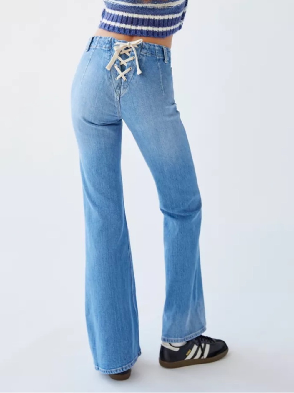 BDG Urban Outfitters Women 27 Blue Denim Y2K Low Rise Lace-Up Flare Jeans